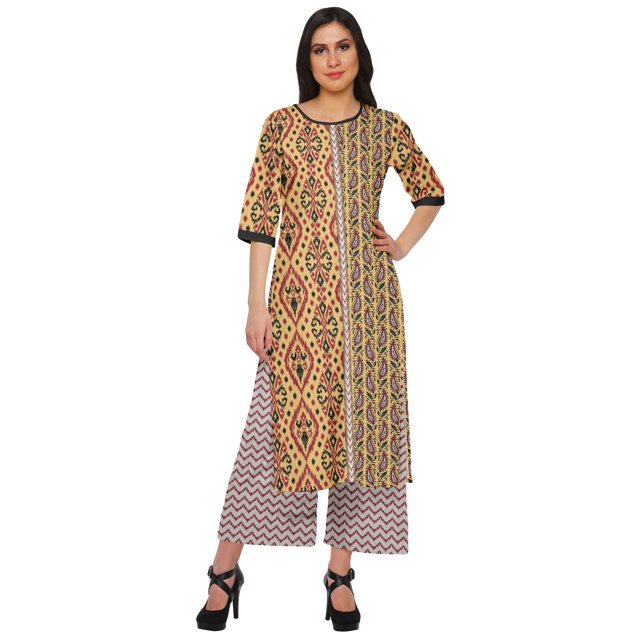 Moomaya Ensemble Décontracté en Viscose Santon pour Femmes, Robe 2 Pcs, Tenue Ethnique