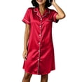 thumbnail image 5 of NominalSnug Womens Nightgowns Button down Short Sleeve Nightshirts Collared Knee Length Sleepshirts Comfy Loungewear, 5 of 8