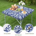 thumbnail image 4 of Blue Floral and Leaf Pattern Square Fitted Tablecloth with Elastic Edge,Square Table Cover,Washable Elastic Table Cover for Home Kitchen Party Decor 34"x34", 4 of 6