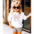 thumbnail image 3 of Pastel Easter Bow Sweatshirt for Girls Spring Holiday Flowers and Bunnies Pullover for Kids White Sweatshirt Youth XS, 3 of 4