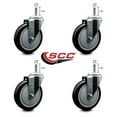 thumbnail image 2 of 5 Inch Black Polyurethane Wheel Swivel 7/16 Inch Grip Ring Stem Caster Set SCC, 2 of 2