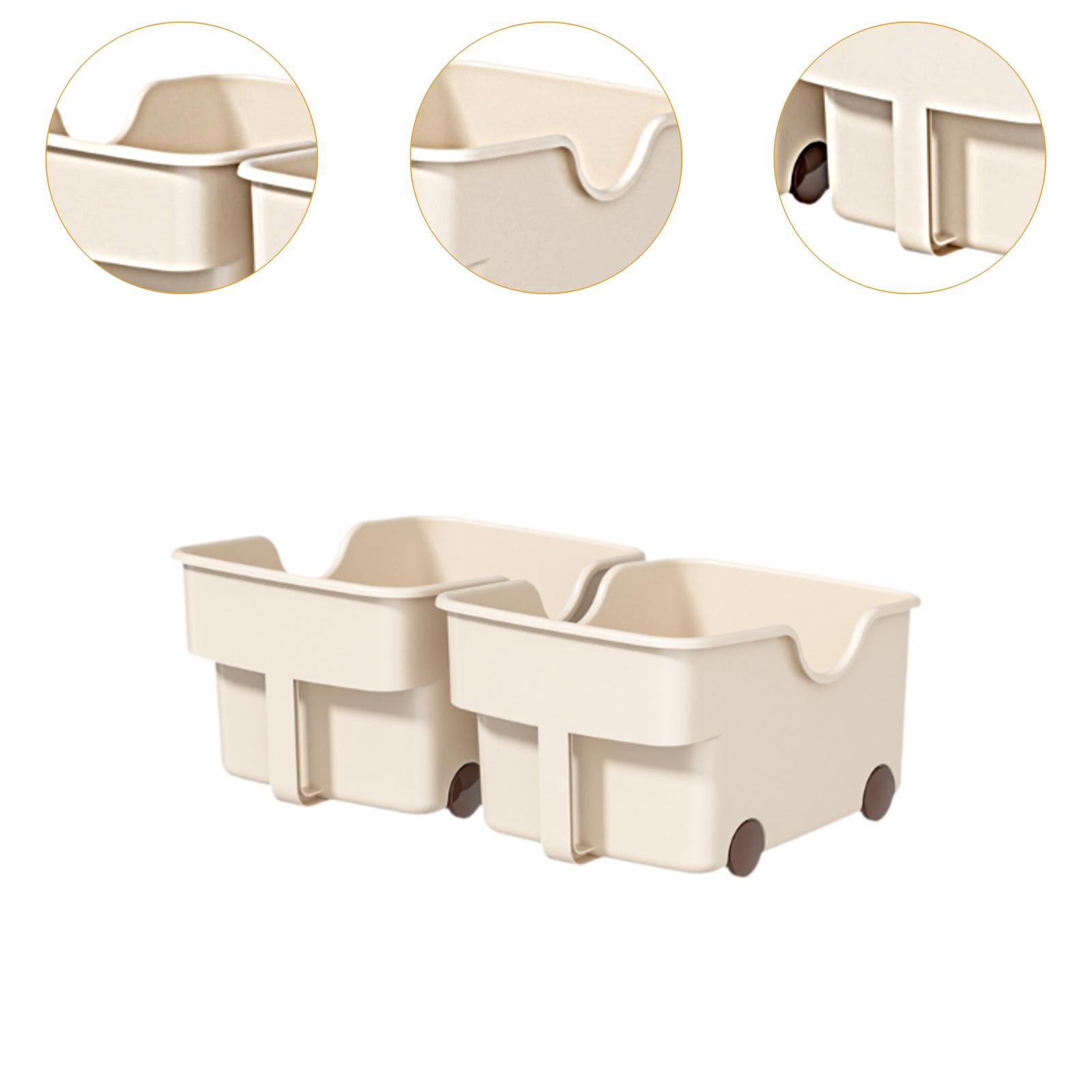 Baoblaze 2Pcs Kitchen Cabinet Organizer Bin Storage Box Food Organizing Deep Wheeled Container for under Sink Kitchen Countertop Sewer