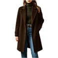 thumbnail image 5 of Wovilon Women's Tweed Coat Notch Lapel Button Down Mid-Length Wool Blend Overcoat Top 8 Colors Fall Winter, 5 of 8