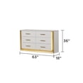 thumbnail image 2 of LiviNest 6-Drawer LED Dresser with Gold Finish: Contemporary Modern Bedroom Storage Furniture - White & Gold Wooden Vanity for Content Creators & Apartment Decor, 2 of 6