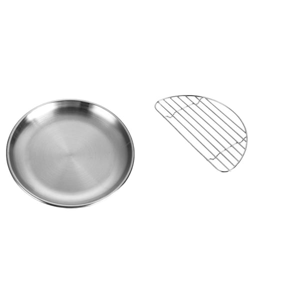 KAKOWELY 2 piezas de práctico plato de pollo frito de acero inoxidable, plato de postre, herramienta para escurrir aceite