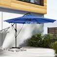 thumbnail image 2 of 10FT Cantilever Patio Umbrella with 8 Ribs and Cover, Navy Blue Offset Parasol with Water-Repellent Polyester Canopy and Wind Ropes for Garden, Yard, Deck and Poolside Area, 2 of 7