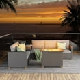 thumbnail image 6 of Grand Patio 5-Piece Outdoor Sectional Sofa Sets, All-Weather Wicker Furniture Sets with Fire Pit Table and Storage Box for Backyard Garden Poolside, Light Gray, 6 of 9