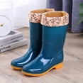 thumbnail image 1 of Botas de lluvia impermeables de caña media, botas de lluvia, zapatos de agua, zapatos de goma de moda para mujer, zapatos para adultos, chanclos de terciopelo, 1 of 6