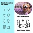 thumbnail image 2 of BaHomeck Drink Coasters Set of 4 with Holder happy Golden Retriever dog surrounded by purple flowers Water Absorbent Ceramic Coasters Tabletop Protection,Suitable for Various Cup ,Home Decor, 2 of 4