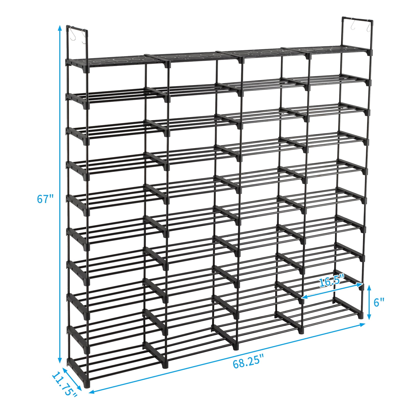 KAAYEE 4 Row 10 Tiers Extra Large Shoe Rack 72-80 Pairs Big Tall Metal Shoe Shelf,Heavy Duty Shoe Rack Organizer for Closet Entryway Garage,Black