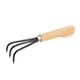 thumbnail image 1 of Rastrillo de mano para jardín, miniherramienta portátil de 3 puntas con mango de madera pequeño, cultivador manual para Marrón claro, 1 of 8