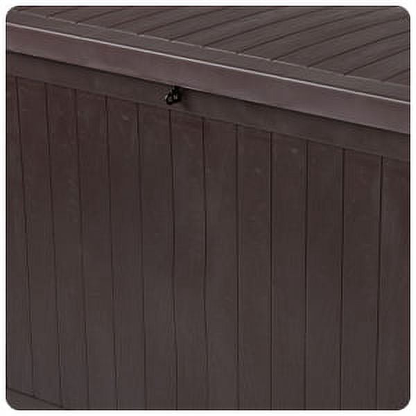 Storage Box - 113-Gallon Container for Patio Storage - Durable and Fade-Resistant Resin Deck Box - Outdoor Furniture by Pure Garden (Brown)