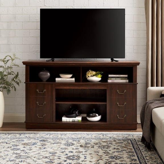 Mid Century Modern TV Stand for TVs up to 65 Inch, 60" Entertainment Center with Storage Cabinets and Shelves, Retro Media Console Table for Living Room