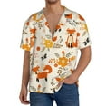 thumbnail image 3 of Balery Flower Fox Men's Casual Button Down Shirt Short Sleeve Textured Summer Cuban Beach Shirts-Small, 3 of 7