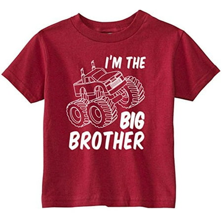 Truck Short - Lil Shirts Big Brother Monster Truck Youth and Toddler Shirt,Red,3T
