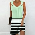 thumbnail image 2 of MIUOWANP Women's Summer Halter Casual Dress Solid Color Top with Color Blocked Skirt Sleeveless V-Neck Strapless Dress Size XL(10)Green, 2 of 5