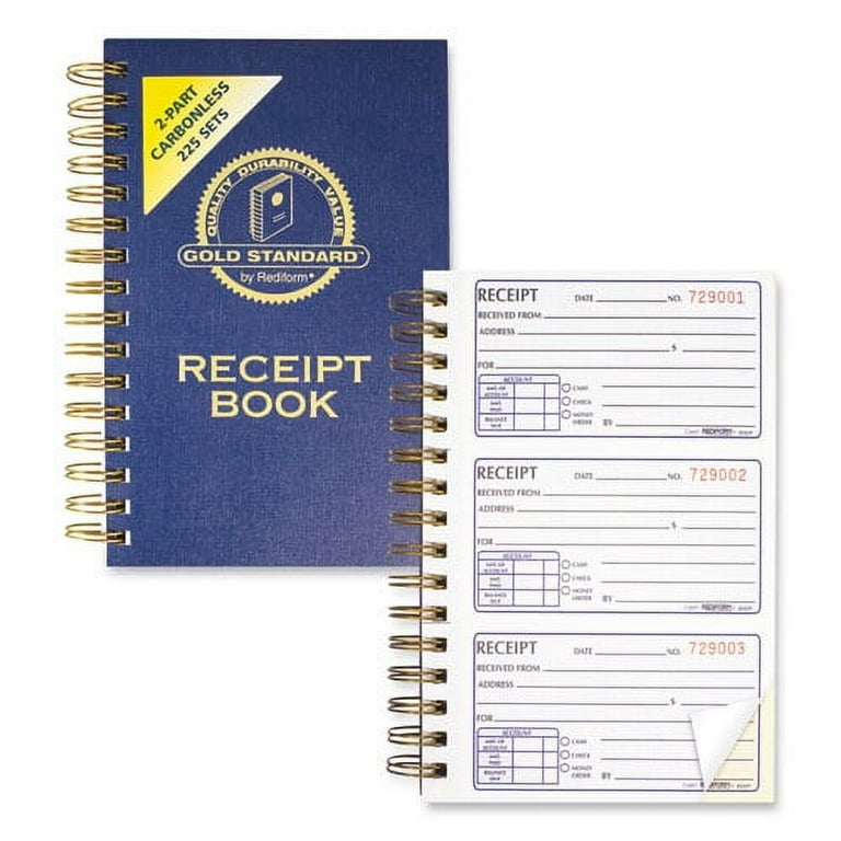 Gold Standard Money Receipt Book, Two-Part Carbonless, 5 x 2.75, 3 Forms/Sheet, 225 Forms Total Gold Standard Money Receipt Book, Two-Part Carbonless, 5 x 2.75, 3 Forms/Sheet, 225 Forms Total