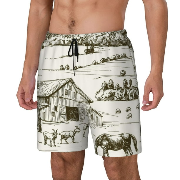 Fotbe Farm Animals 2 Traje de Baño para Hombre – Shorts de Natación de Secado Rápido con Forro y Bolsillos-Large