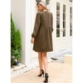 thumbnail image 3 of DARING DIVA Babydoll Puff Long Sleeve Bow Tie Front Tunic Dress M Brown, 3 of 6