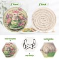 thumbnail image 4 of Haosy Set of 6 Drink Woven Coaster with Holder Heat Resistant Non-Slip Bar Coasters 4 Inches Rabbit in Teacup Butterfly Flower, 4 of 7
