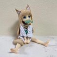 thumbnail image 3 of Figura de Anime de cabeza dorada My Cat Is A Kawaii Girl, Sakura, harina de soja, sentarse y comer peces, juguete coleccionable de PVC, 14/21CM, 3 of 5