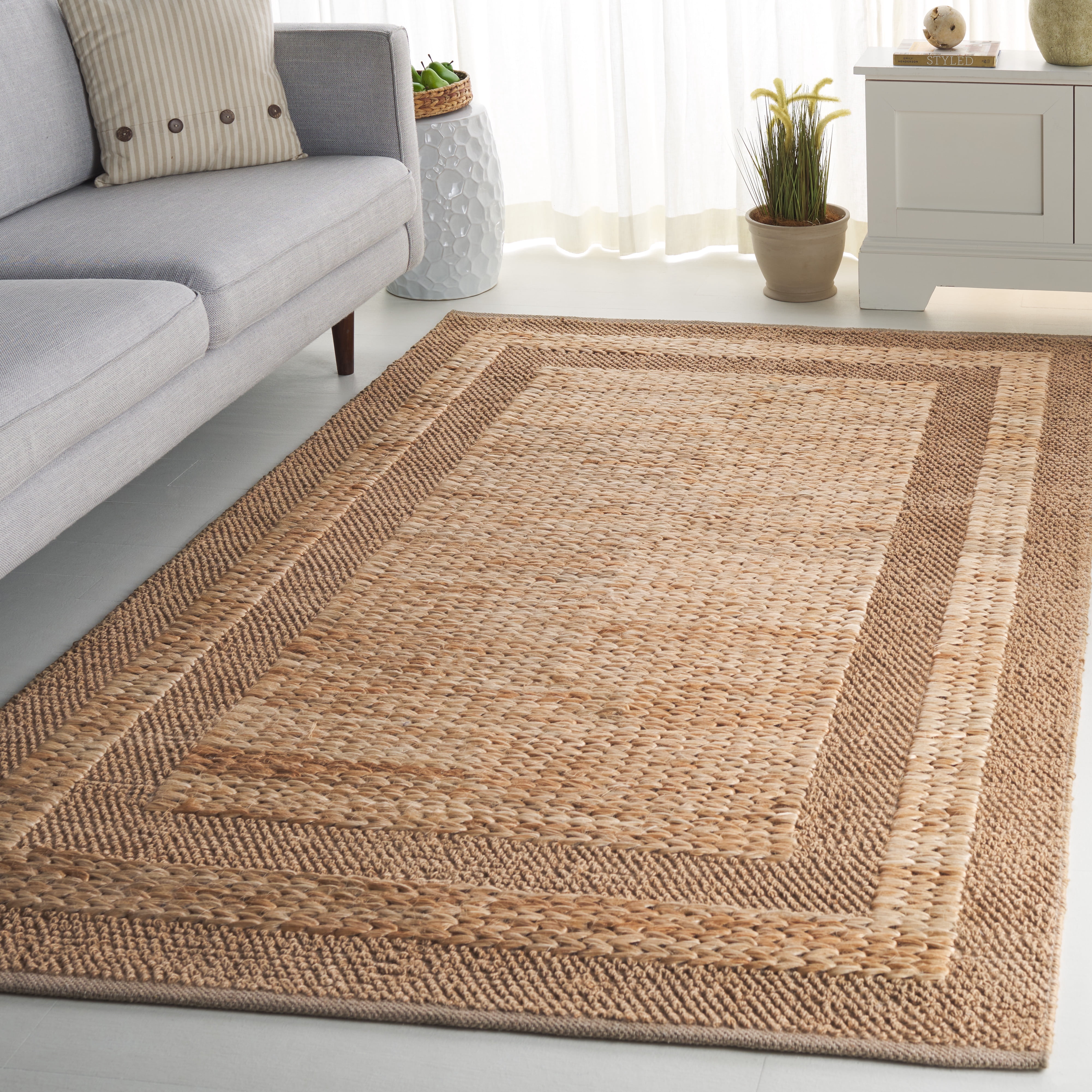 SAFAVIEH Natural Fiber Keegan Bordered Area Rug, Natural, 6' x 9'