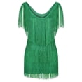 thumbnail image 2 of Wassery Women’s Sequins Tassel Mini Club Dress Cami Low Cut Sleeveless Backless Shiny Fringe Party Dance Dresses Disco Dress, 2 of 5