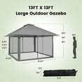 thumbnail image 3 of Gymax Outdoor Patio 13' x13' Pop Up Canopy Tent UV50+ Adjust Sun Protection w/ Mesh Sidewall Grey, 3 of 5
