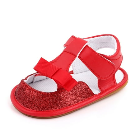 

SXcggal Girls Sandals Baby Summer Sneakers Cute Glitter Bow Walking Shoes Casual Sticky Strap Shoes Fashionable Cute Comfortable Toddler Indoor Outdoor Slippers