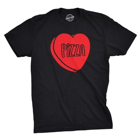 Mens Pizza Candy Heart Funny Pizza Lovers Valentines Day Relationship T shirt (Black) - L