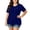 Dark Blue, variant on Womens Plus Size Tops Short Sleeve V Neck Button Casual Loose Flowy Swing Tunic Basic Tee Shirts Pink,XL