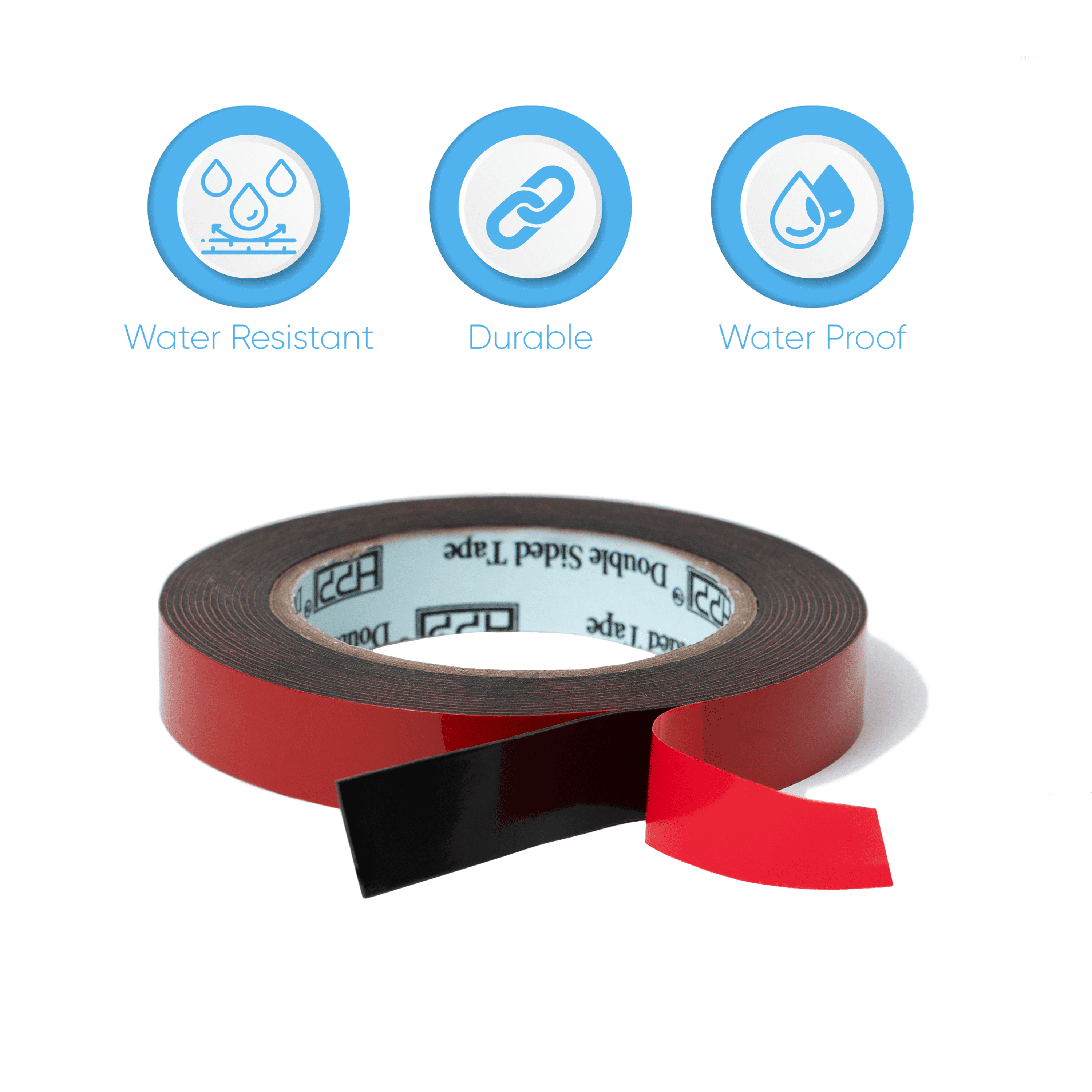 HPP Heavy Duty Double Sided Tape ,Strong and Thin Mounting Tape Black 0.75in x 15yd