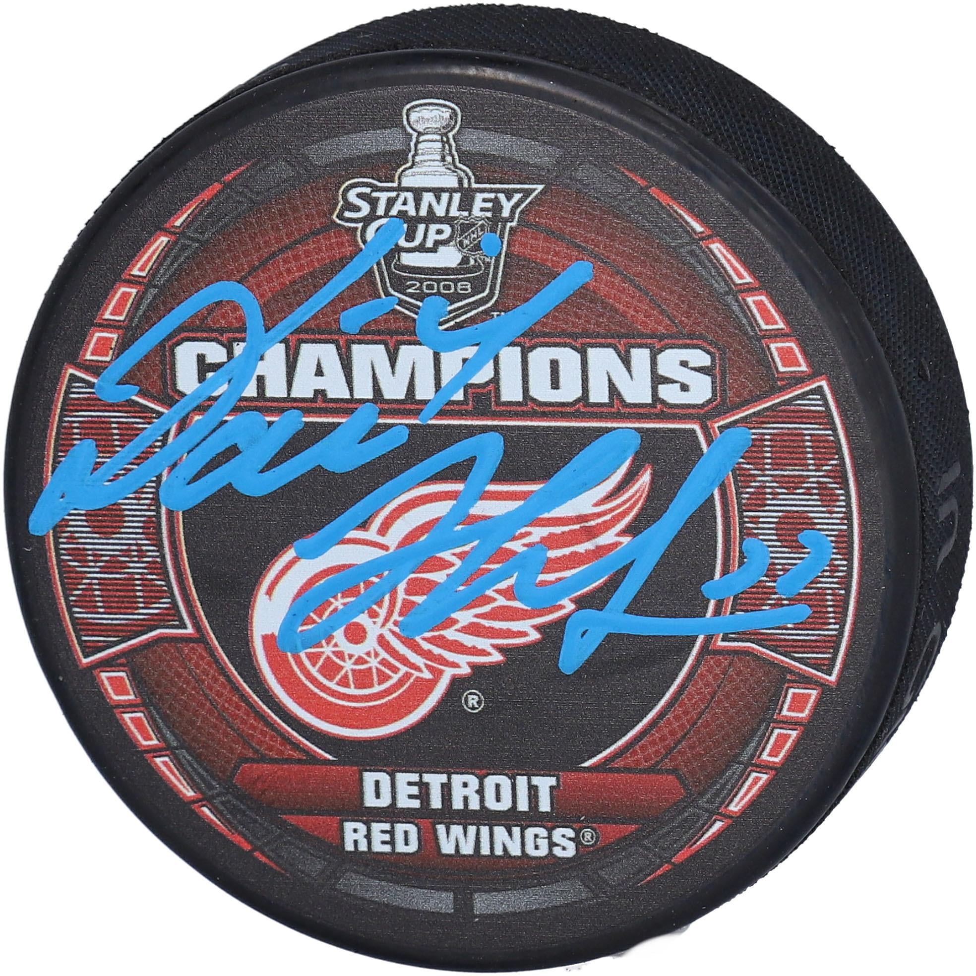 Dominik Hasek Detroit Red Wings Autographed 2008 Stanley Cup Champions Logo Hockey Puck Fanatics Authentic Certified