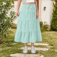thumbnail image 7 of Lutiedan Girls' Maxi Skirts Tiered Elastic Waist Drawstring Flowy Skirts Ruffle Pleated Casual Summer Long Skirts Size 3-15, 7 of 7