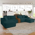 thumbnail image 6 of Muumblus 150" Cloud Sectional Sofa with Storage Console, U-Shaped Modular Couch with 2 Ottomans, USB, Cup Holders, Oversized Corduroy Living Room Sofa, Gray, 6 of 8