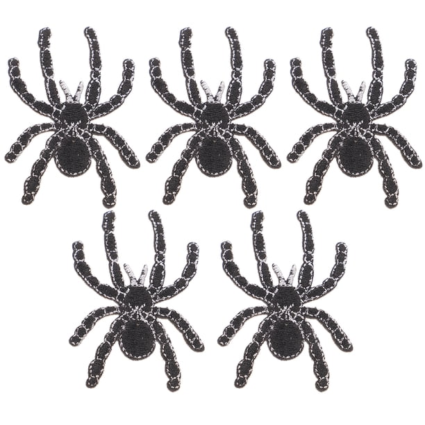 5 piezas de parche de araña de dibujos animados, parches bordados para coser, parche de araña para decoración de ropa