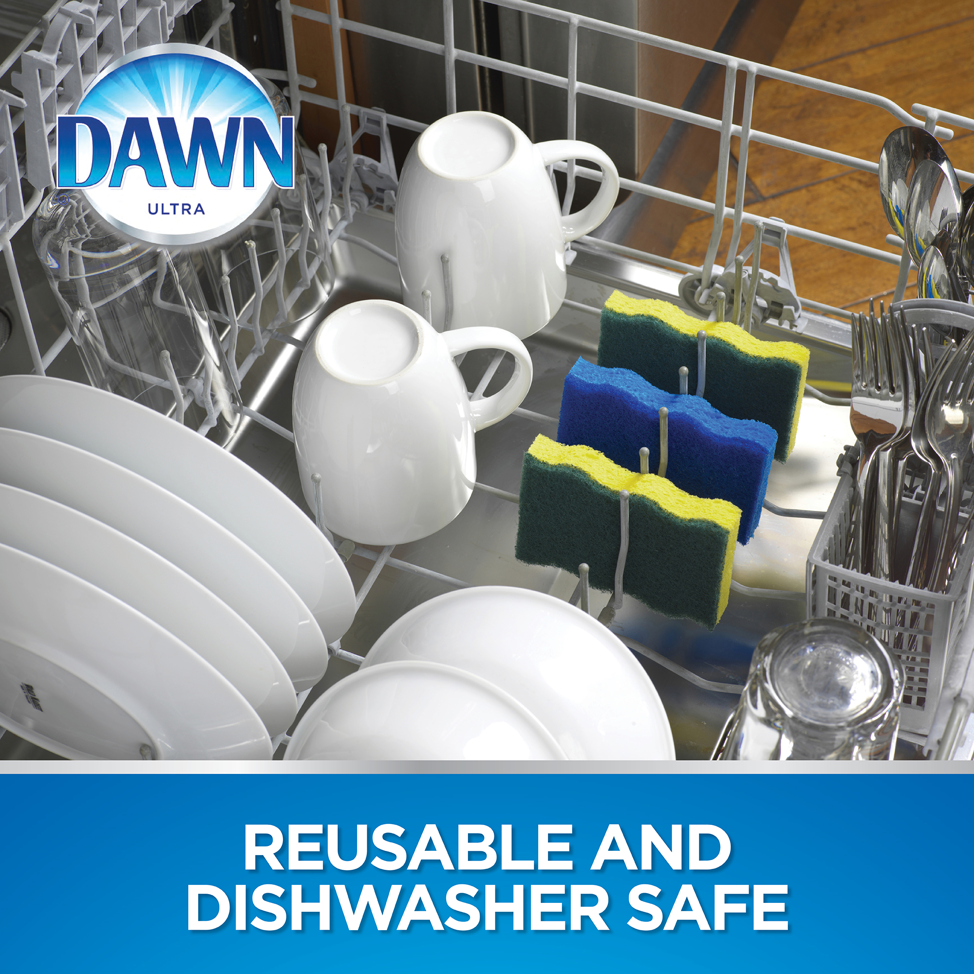 Dawn Non-Scratch Dish Sponges, Blue, 9 Count photo 2