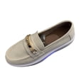thumbnail image 1 of Zapatos de Caminata de las Mujeres de Moda Y Casual de Corte Bajo Decoración de Metal Vintage Cabeza Redonda Zapatos Planos Portátiles Zapatos Casuales de las Mujeres, 1 of 8