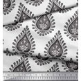 thumbnail image 2 of Soimoi Gray Rayon Fabric Floral Block Printed Craft Fabric by the Yard 56 Inch Wide, 2 of 5