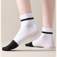 thumbnail image 2 of 4 Pairs Women's Seamless Cotton Ankle Socks Breathable Stretch Ribbed Cuff in Assorted Color Block Design - 4 pairs-C, 2 of 7