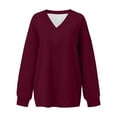 thumbnail image 5 of VISALY V Neck Pullover Sweater Tunic Sweatshirt Oversized Sweatshirt Casual Fleece Pullover Sweaters Cute Long Sleeve Shirts Tops Baggy Sweaters Basic Tops Athletic Sweatshirts Wine Xl, 5 of 6