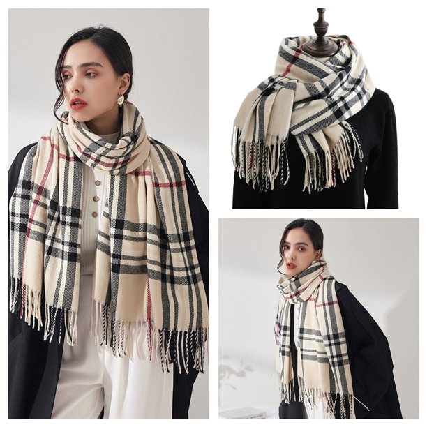 Bufanda de Cachemira para mujer, manta grande, chal clásico a cuadros, envoltura suave y cálida, otoño e invierno, venta al por mayor Fivean unisex