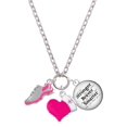 thumbnail image 1 of Delight Jewelry Silvertone Hot Pink Running Shoe - Hot Pink Heart Nurse Strong Zoe Necklace, 1 of 4