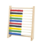 Colorful Abacus Beads Counting Toy 10 Rows Abacus Learn Math, with 100 Beads Counting Kids Counting Toy for Preschool Toddlers S Wood Color