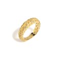 thumbnail image 2 of Anillo trenzado de plata esterlina S925 chapado en oro ligero de lujo vintage anillo de dedo cepillado de moda joyería vintage, 2 of 6
