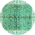 thumbnail image 1 of Ahgly Company Machine Washable Indoor Round Oriental Turquoise Blue Traditional Area Rugs, 6' Round, 1 of 4