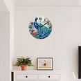 thumbnail image 4 of Silent Non-Ticking Wall Clock Quartz,Modern Round Clocks Decor for Living Room,Office,Kitchen-Watercolor Painting Of Peacock With Beautiful Blue Feathers(16inch), 4 of 4