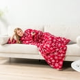 thumbnail image 4 of PAVILIA Wearable Blanket with Sleeves for Adult Women Men, Cozy Fleece Warm Wrap Throw Blanket with Arms, Pocket, Gifts for Christmas, Wife, Red Snowflake, 4 of 8