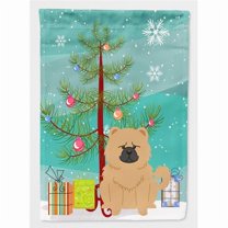 Caroline's Treasures BB4269GF Merry Christmas Tree Chow Chow Cream Flag Garden Size , Small, multicolor