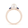 thumbnail image 2 of Angara Freshwater Cultured Pearl & Blue Sapphire Engagement Ring in 14K Rose Gold for Women | June Birthstone Jewelry for Her, 2 of 8